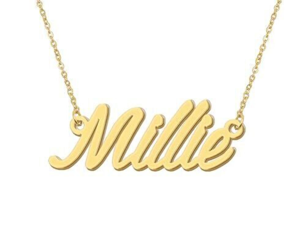 7409 Millie Necklace with Name Stainless Steel 18k Gold Plated Name Plate